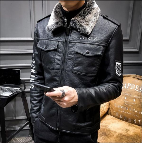 2021 Skin Collar Men Winter New Integrated Fleece Thickening Youth Trend Leather Jacket Pilot. M-4xl!! G4LW, Black
2021 Skin Collar Men Winter New Integrated Fleece Thickening Youth Trend Leather Jacket Pilot. M-4xl!! G4LW, Black