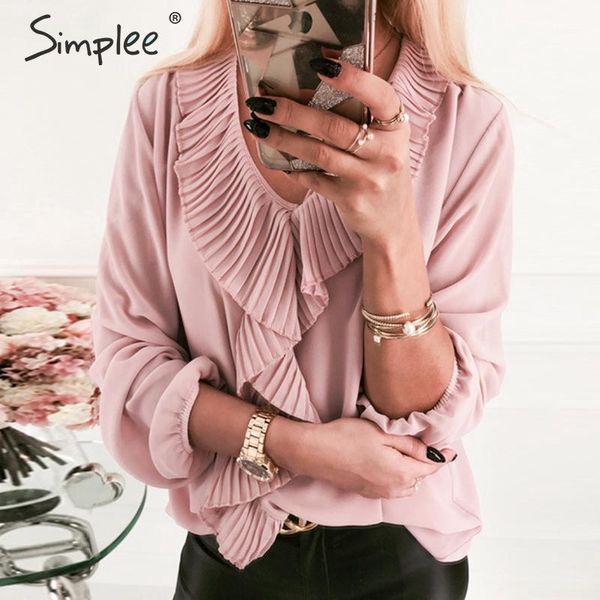 simplee women ruffle blouse shirt streetwear solid puff sleeve casual blouse v-neck office lady pink stylish autumn shirt1, White
simplee women ruffle blouse shirt streetwear solid puff sleeve casual blouse v-neck office lady pink stylish autumn shirt1, White