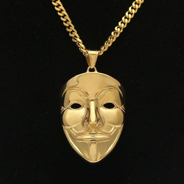 new mens hip hop jewelry gold cuban link chain v vendetta mask pendant necklace fashion jewelry, Silver
new mens hip hop jewelry gold cuban link chain v vendetta mask pendant necklace fashion jewelry, Silver