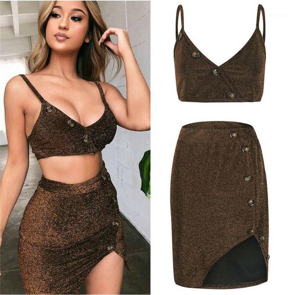 2019 women 2 pcs clothes set bodycon sequined sleeveless strap v-neck crop split skirt button party club slim skirts1, White
2019 women 2 pcs clothes set bodycon sequined sleeveless strap v-neck crop split skirt button party club slim skirts1, White