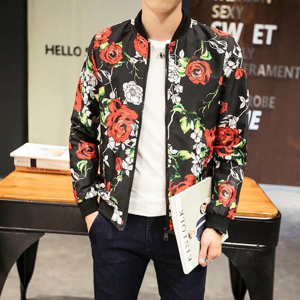 men flowers print cotton twill autumn casual bomber jacket spring pockets slim fit jaqueta masculina coats, Black;brown
men flowers print cotton twill autumn casual bomber jacket spring pockets slim fit jaqueta masculina coats, Black;brown