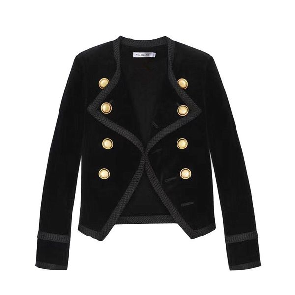 women's jackets 2021 autumn women velvet and coats short fashion slim thin double breasted jacket ladies button, Black;brown
women's jackets 2021 autumn women velvet and coats short fashion slim thin double breasted jacket ladies button, Black;brown