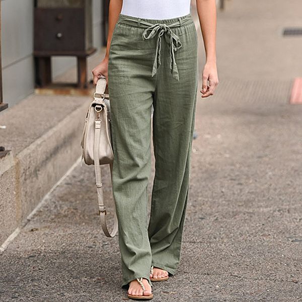calofe solid color bow sash high waist wide leg women cotton linen long trousers loose pants 201113, Black;white
calofe solid color bow sash high waist wide leg women cotton linen long trousers loose pants 201113, Black;white