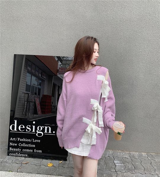 2021 female fashion large-scale split bowtie new winter loose korean style long-sleeved chic sweater gb59, White;black
2021 female fashion large-scale split bowtie new winter loose korean style long-sleeved chic sweater gb59, White;black