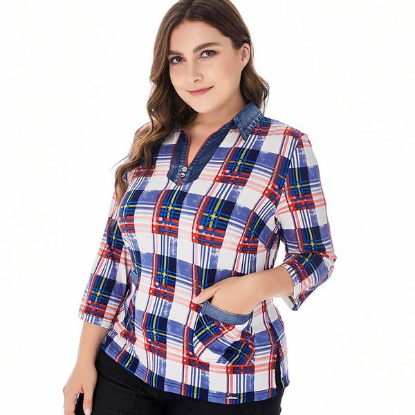 women's blouses & shirts 2021 fall plus size women clothing long sleeve plaid pullover blouse fashion ladies vintage elegant mom womens, White
women's blouses & shirts 2021 fall plus size women clothing long sleeve plaid pullover blouse fashion ladies vintage elegant mom womens, White