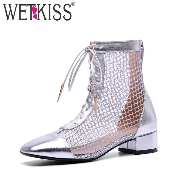 boots wetkiss summer ankle women genuine leather fashion casual ladies shoes 2021 thick heels mesh square toe high neck footwear, Black 
boots wetkiss summer ankle women genuine leather fashion casual ladies shoes 2021 thick heels mesh square toe high neck footwear, Black