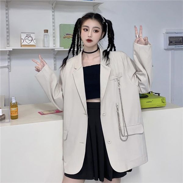 women's suits & blazers chic chain shoulder pad women korean loose blazer jacket female streetwear single breasted black, White;black
women's suits & blazers chic chain shoulder pad women korean loose blazer jacket female streetwear single breasted black, White;black
