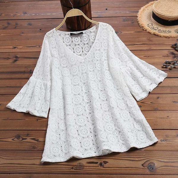 2020 zanzea bohemain lace womens summer blouse v neck hollow blusas female casual flare sleeve shirts plus size tunic, White
2020 zanzea bohemain lace womens summer blouse v neck hollow blusas female casual flare sleeve shirts plus size tunic, White
