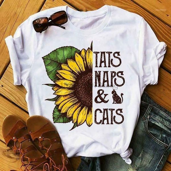 sunflower tats naps cats ladies t-shirt cotton s-3xl1, White;black 
sunflower tats naps cats ladies t-shirt cotton s-3xl1, White;black