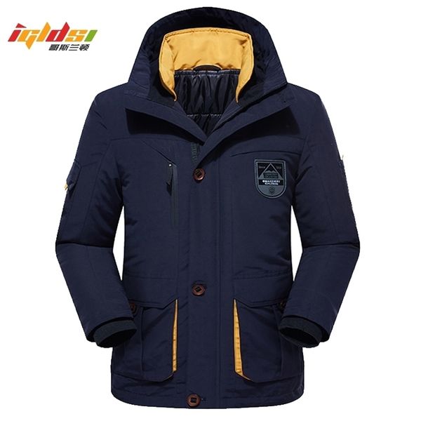 

men's winter fleece thick jacket 2 in 1 warm coat outwear cotton liner removable down parka waterproof windbreaker plus size 6xl 201104, Black