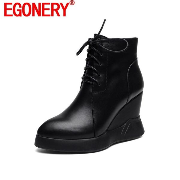 egonery genuine leather ankle boots women new style round toe platform wedges woman shoes ladies side zipper laced up booties, Black
egonery genuine leather ankle boots women new style round toe platform wedges woman shoes ladies side zipper laced up booties, Black
