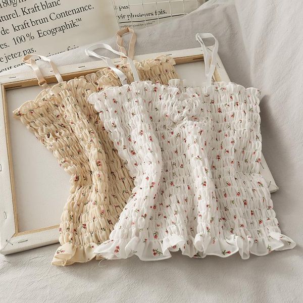 women ruffles print small flower chiffon cropped tanks girls sweet chic tee shirts camis crop for female 2021, White
women ruffles print small flower chiffon cropped tanks girls sweet chic tee shirts camis crop for female 2021, White