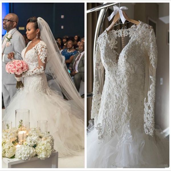 2021 new arabian frizzy bow plus size mermaid dress deep neckline in sleeves, wedding gowns 79c8, White
2021 new arabian frizzy bow plus size mermaid dress deep neckline in sleeves, wedding gowns 79c8, White