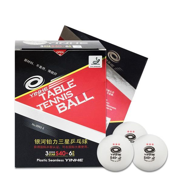 Yinhe 6 Pieces Red 3 Star Seamless S40+ Supper Quality Poly Table Tennis Balls White Ittf Approved