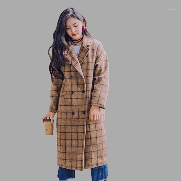 women's wool & blends women's coat autumn winter 2021 fashion classic plaid patchwork woolen jacket slim thicken long outerwear fe, Black
women's wool & blends women's coat autumn winter 2021 fashion classic plaid patchwork woolen jacket slim thicken long outerwear fe, Black