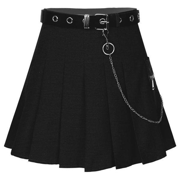 women high waist a-line pleated skirts ladies spring autumn slim fit mini skirt with side pocket chain belted girls street club, Black
women high waist a-line pleated skirts ladies spring autumn slim fit mini skirt with side pocket chain belted girls street club, Black