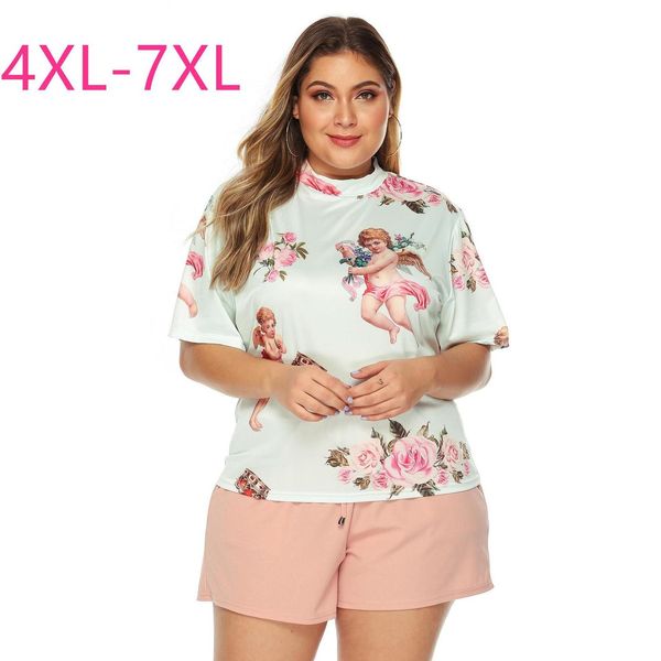 2020 new summer plus size for women large short sleeve loose casual print flower o neck t-shirt white 4xl 5xl 6xl
2020 new summer plus size for women large short sleeve loose casual print flower o neck t-shirt white 4xl 5xl 6xl