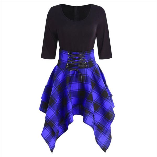 large size 2019 women dress fashion women casual o neck lace up tartan plaid print a line dress vestidos mujer, Black;gray
large size 2019 women dress fashion women casual o neck lace up tartan plaid print a line dress vestidos mujer, Black;gray