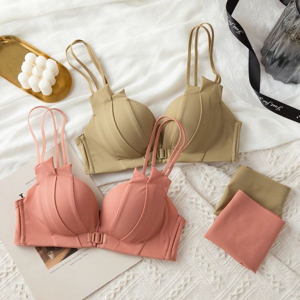 front button small flat chest gathered traceless beauty back underwear for women thickened rimless adjustable bra set, White
front button small flat chest gathered traceless beauty back underwear for women thickened rimless adjustable bra set, White