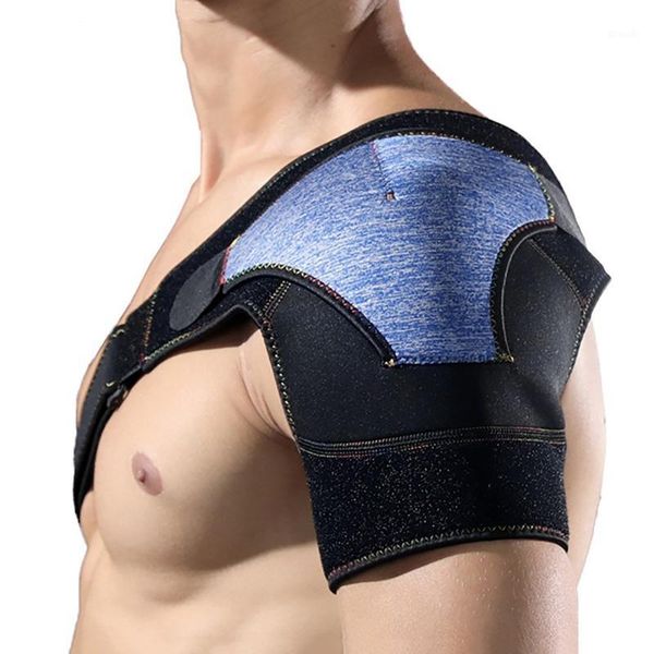 back support single shoulder wrap adjustable compression brace sleeve pad fitness sportswear accessories1, Black;blue
back support single shoulder wrap adjustable compression brace sleeve pad fitness sportswear accessories1, Black;blue