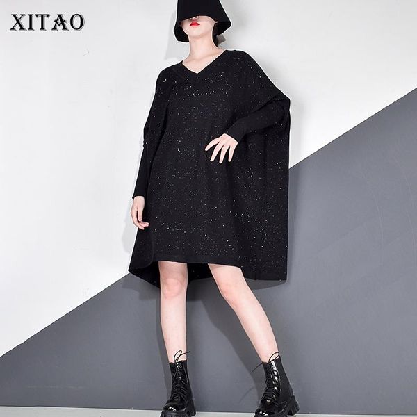 xitao sequins knitting dress women winter fashion new korean style v neck collar long batwing sleeve pullover elegant gcc4178, Black;gray
xitao sequins knitting dress women winter fashion new korean style v neck collar long batwing sleeve pullover elegant gcc4178, Black;gray