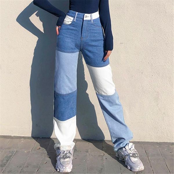 women's jeans patchwork high waist straight leg women streetwear color block with pockets lady 2021 bottoms casual denim pants, Blue
women's jeans patchwork high waist straight leg women streetwear color block with pockets lady 2021 bottoms casual denim pants, Blue