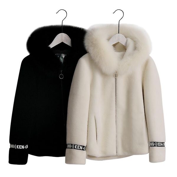 women's fur & faux thick warm cashmere short hooded korean fake white coat woman winter jackets women jacket zipper pockets, Black
women's fur & faux thick warm cashmere short hooded korean fake white coat woman winter jackets women jacket zipper pockets, Black