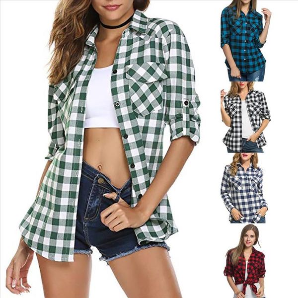 2021 products womens tartan plaid flannel shirts roll up sleeve casual button down blouse dropshipping discount free, White
2021 products womens tartan plaid flannel shirts roll up sleeve casual button down blouse dropshipping discount free, White
