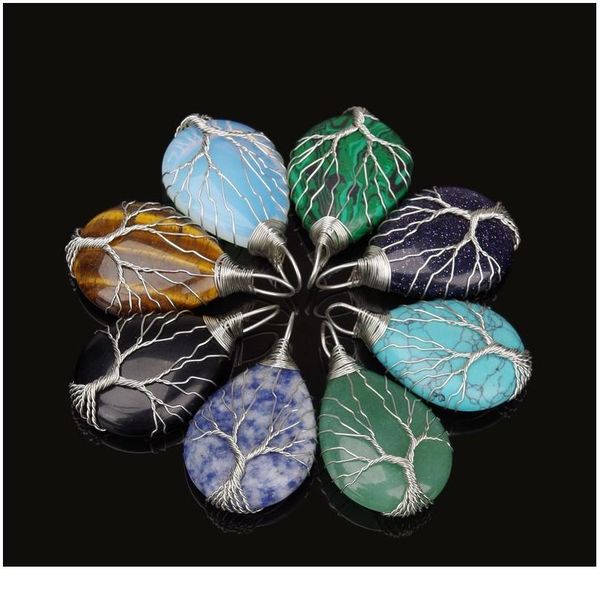 silver color tree of life necklace pendant wire wrap natural stone gem pink quartz tiger eye green aventurine suspension jlltvq, Black
silver color tree of life necklace pendant wire wrap natural stone gem pink quartz tiger eye green aventurine suspension jlltvq, Black
