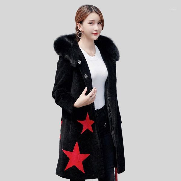 women's fur & faux women winter real wool coat long sheep shearing jacket natural collar hooded chaquetas invierno mujer yq15711, Black
women's fur & faux women winter real wool coat long sheep shearing jacket natural collar hooded chaquetas invierno mujer yq15711, Black