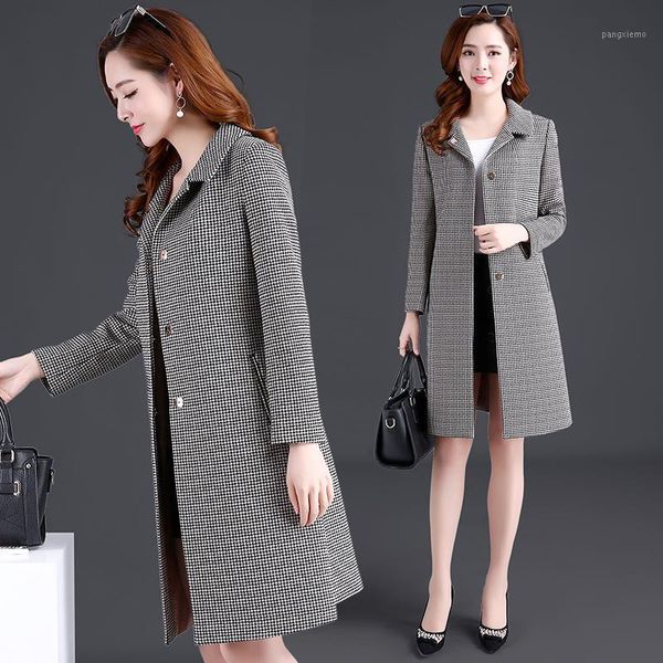 spring new autumn houndstooth coat large size women wool long coat long sleeve lattice woolen ladies coats1, Black
spring new autumn houndstooth coat large size women wool long coat long sleeve lattice woolen ladies coats1, Black