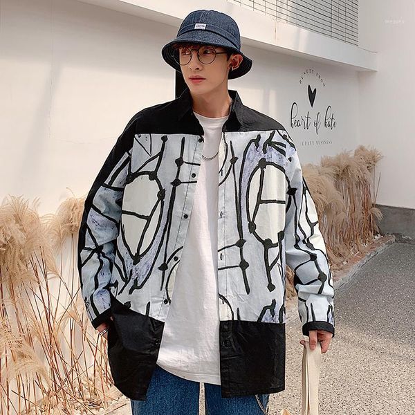 2019 autumn and winter college wind korean version of the couple fashion trend graffiti men's casual long-sleeved shirt1, White;black
2019 autumn and winter college wind korean version of the couple fashion trend graffiti men's casual long-sleeved shirt1, White;black