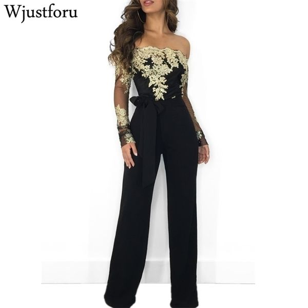 wjustforu off shoulder lace jumpsuit summer fashion bandage wide leg jumpsuit long sleeve elegant bodycon jumpsuit female y200106, Black;white
wjustforu off shoulder lace jumpsuit summer fashion bandage wide leg jumpsuit long sleeve elegant bodycon jumpsuit female y200106, Black;white