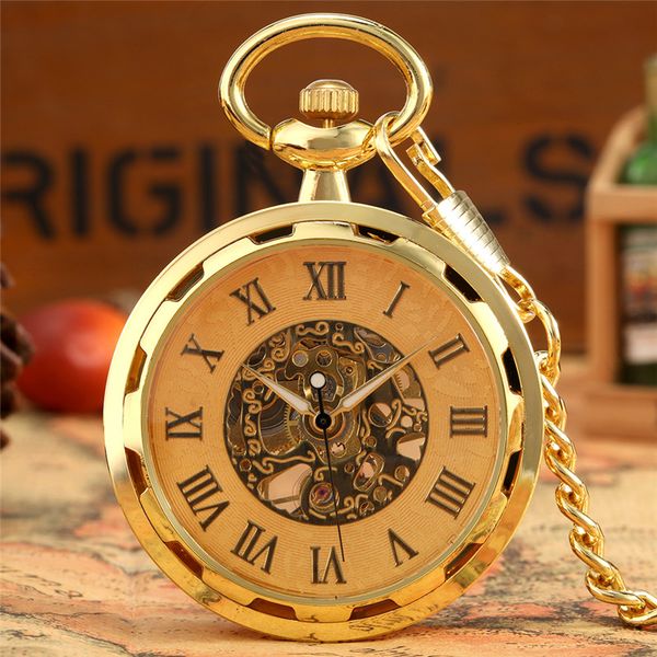luxury golden skeleton mechanical hand winding pocket watch roman numerals display open face vintage clock for men women pendant chain, Slivery;golden
luxury golden skeleton mechanical hand winding pocket watch roman numerals display open face vintage clock for men women pendant chain, Slivery;golden