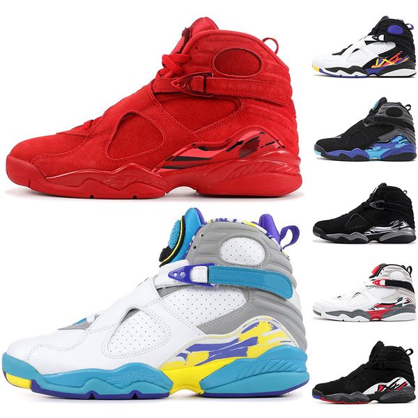 day 8 valentines 8s men basketball shoes aqua black white 3peat chrome mens designer trainer sports sneakers 8-13, White;red
day 8 valentines 8s men basketball shoes aqua black white 3peat chrome mens designer trainer sports sneakers 8-13, White;red