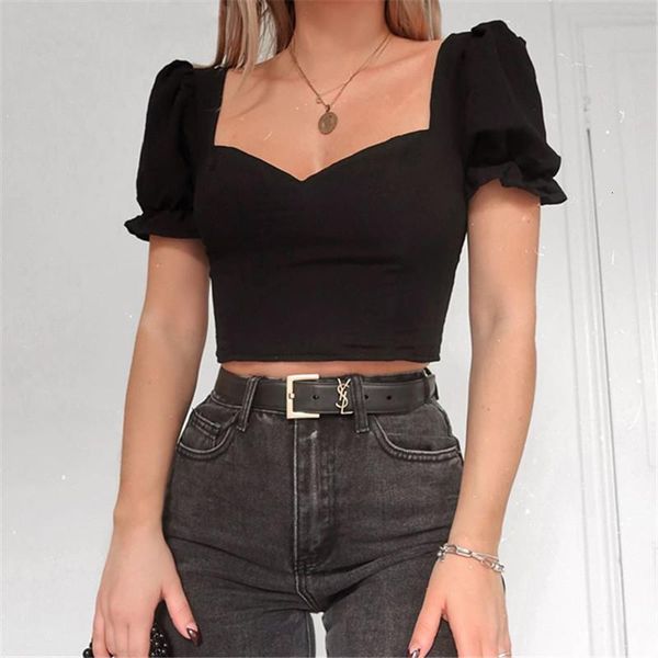 square neck female t-shirt puff sleeve black wild tee summer 2020 streetwear gothic vintage women tee outfits, White
square neck female t-shirt puff sleeve black wild tee summer 2020 streetwear gothic vintage women tee outfits, White
