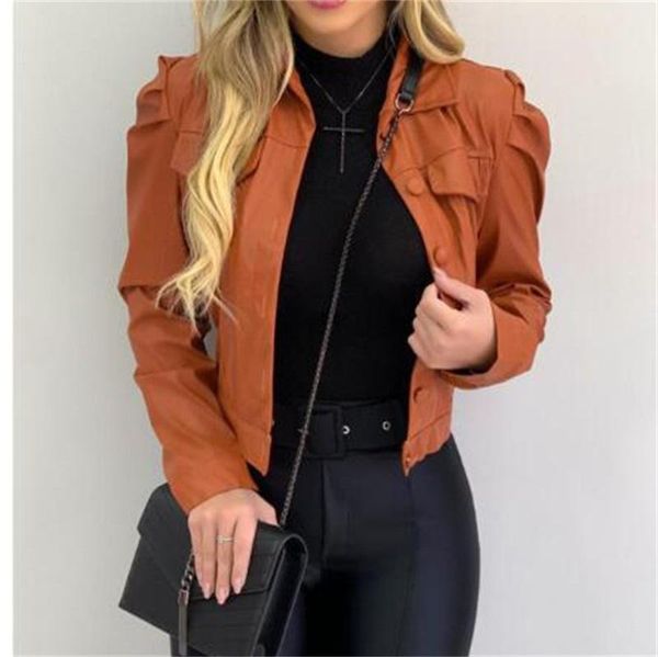 autumn pu jackets women 2021 winter long sleeve button casual short coats fashion streetwear slim ladies coat outerwear, Black;brown
autumn pu jackets women 2021 winter long sleeve button casual short coats fashion streetwear slim ladies coat outerwear, Black;brown