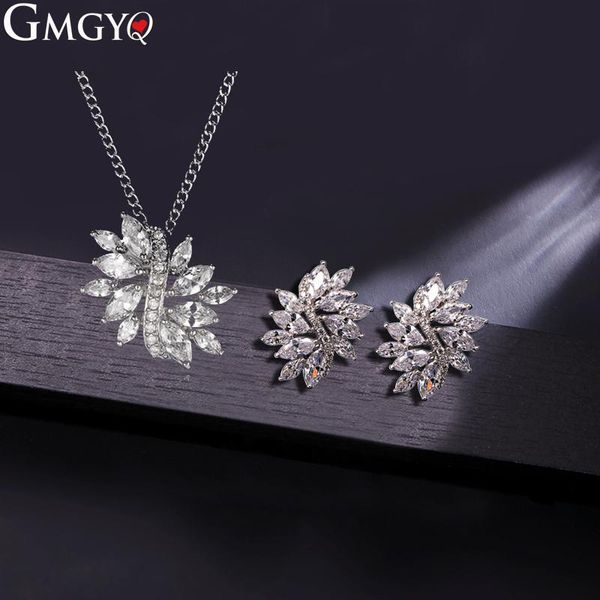 gmgyq exquisite flower jewelry fashion eearrings zircon necklace two sets of women crystal set wedding dress accessories, Silver
gmgyq exquisite flower jewelry fashion eearrings zircon necklace two sets of women crystal set wedding dress accessories, Silver