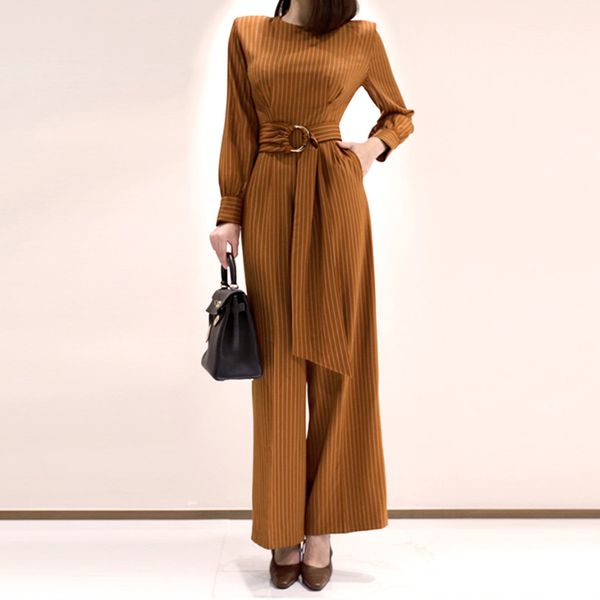 2021 spring fashion elegant female casual workwear striped long pants overalls with belt lptt, Black;white
2021 spring fashion elegant female casual workwear striped long pants overalls with belt lptt, Black;white