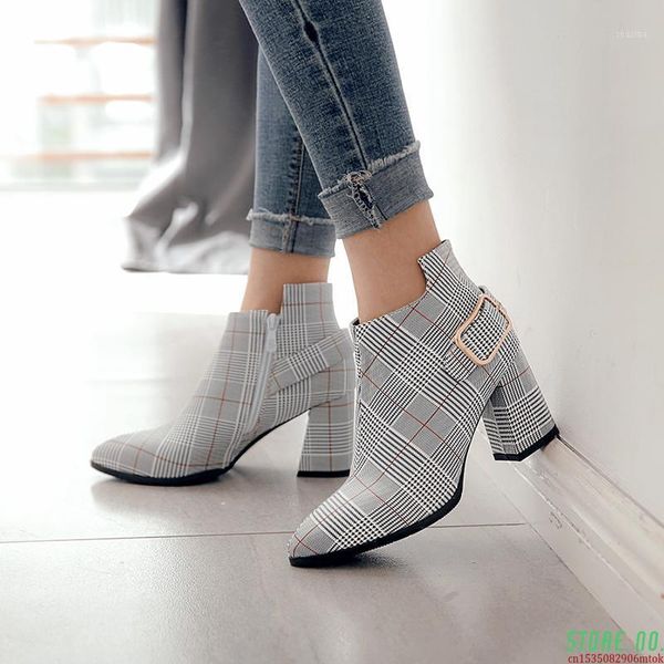 boots women autumn winter fashion side zipper buckle thick high heels ankle casual plaid pointed toe botas mujer1, Black
boots women autumn winter fashion side zipper buckle thick high heels ankle casual plaid pointed toe botas mujer1, Black