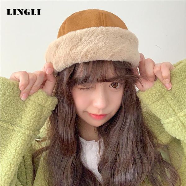 autumn/winter hat women curled edge warm cute landlord hat plus suede suede melon fur plush, Blue;gray
autumn/winter hat women curled edge warm cute landlord hat plus suede suede melon fur plush, Blue;gray