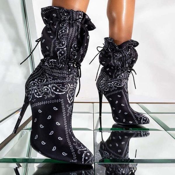 brand design fetish thin high heels big size 43 pointed toe printed party pleated women shoes female boots, Black
brand design fetish thin high heels big size 43 pointed toe printed party pleated women shoes female boots, Black