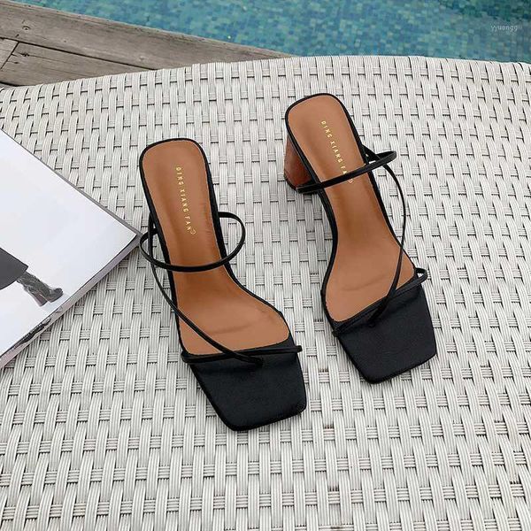 sandals wood heel slipper women's vintage square toe narrow band high women summer shoes swc07131, Black
sandals wood heel slipper women's vintage square toe narrow band high women summer shoes swc07131, Black