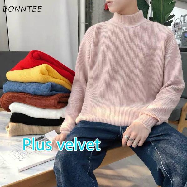 winter men pullovers sweater thicken oversized 3xl loose male plus velvet solid chic simple stylish mock neck knitted streetwear, White;black
winter men pullovers sweater thicken oversized 3xl loose male plus velvet solid chic simple stylish mock neck knitted streetwear, White;black