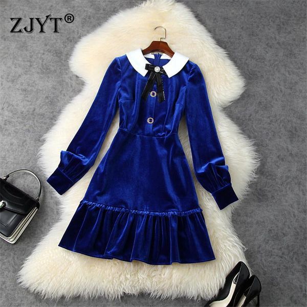 elegant women autumn winter peter pan collar vintage velvet dress long sleeve clothes ruffle aline mini robe femme party vestido, Black;gray
elegant women autumn winter peter pan collar vintage velvet dress long sleeve clothes ruffle aline mini robe femme party vestido, Black;gray
