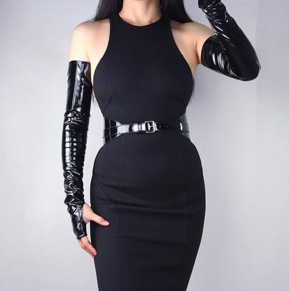 women' slim faux pu leather fingerless glove lady' club performance formal party patent leather long glove 60cm r636 201020, Blue;gray
women' slim faux pu leather fingerless glove lady' club performance formal party patent leather long glove 60cm r636 201020, Blue;gray