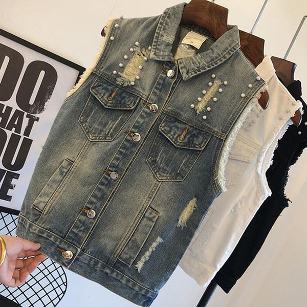 women's vests spring summer women denim vest short ripped hole jean waistcoat print all match sleeveless coats streetwear outerwear 35-, Black;white
women's vests spring summer women denim vest short ripped hole jean waistcoat print all match sleeveless coats streetwear outerwear 35-, Black;white