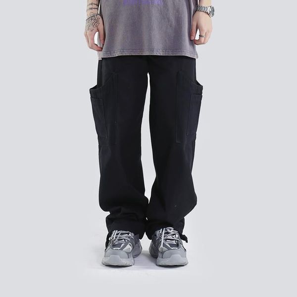 men's pants men cargo with pockets 2021 arrival hip hop fashion wide leg japanese streetwear, Black
men's pants men cargo with pockets 2021 arrival hip hop fashion wide leg japanese streetwear, Black