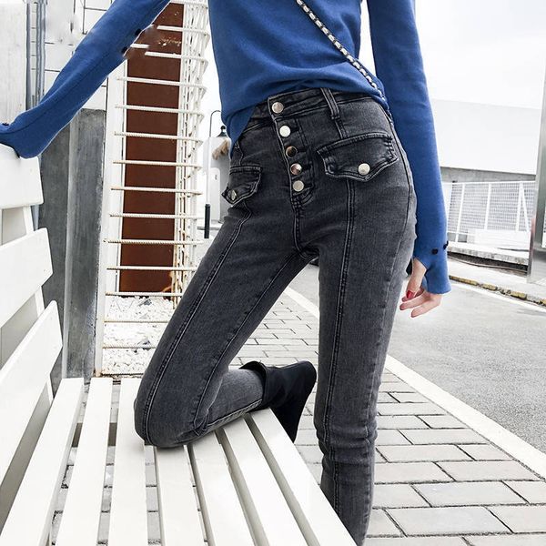 vintage button high waist jeans skinny jeans for women stretch slim calf stretch jeans female plus size denim pencil pants, Blue
vintage button high waist jeans skinny jeans for women stretch slim calf stretch jeans female plus size denim pencil pants, Blue