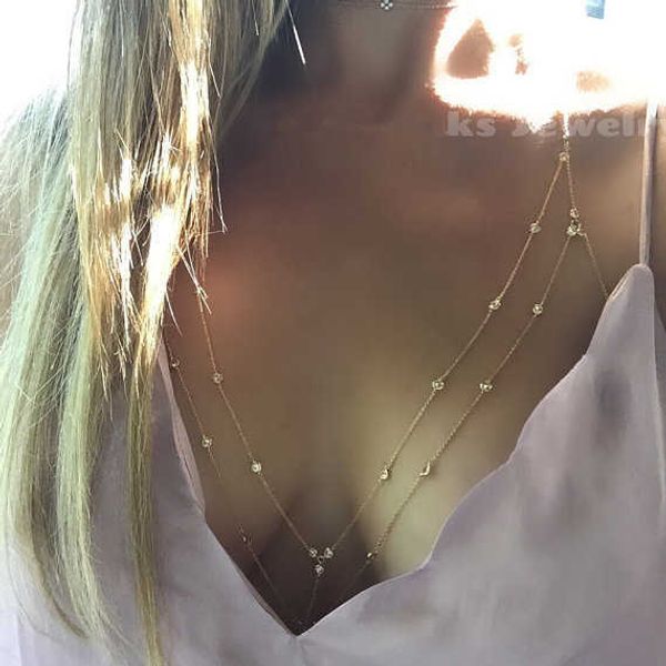 body chain style bikini accessories necklace 100 texture trendsetter flash diamond chest chain bra chain, Silver
body chain style bikini accessories necklace 100 texture trendsetter flash diamond chest chain bra chain, Silver
